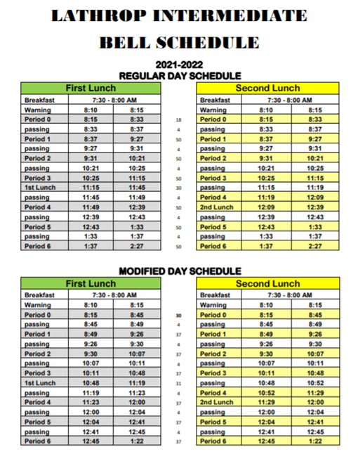 Bell Schedule